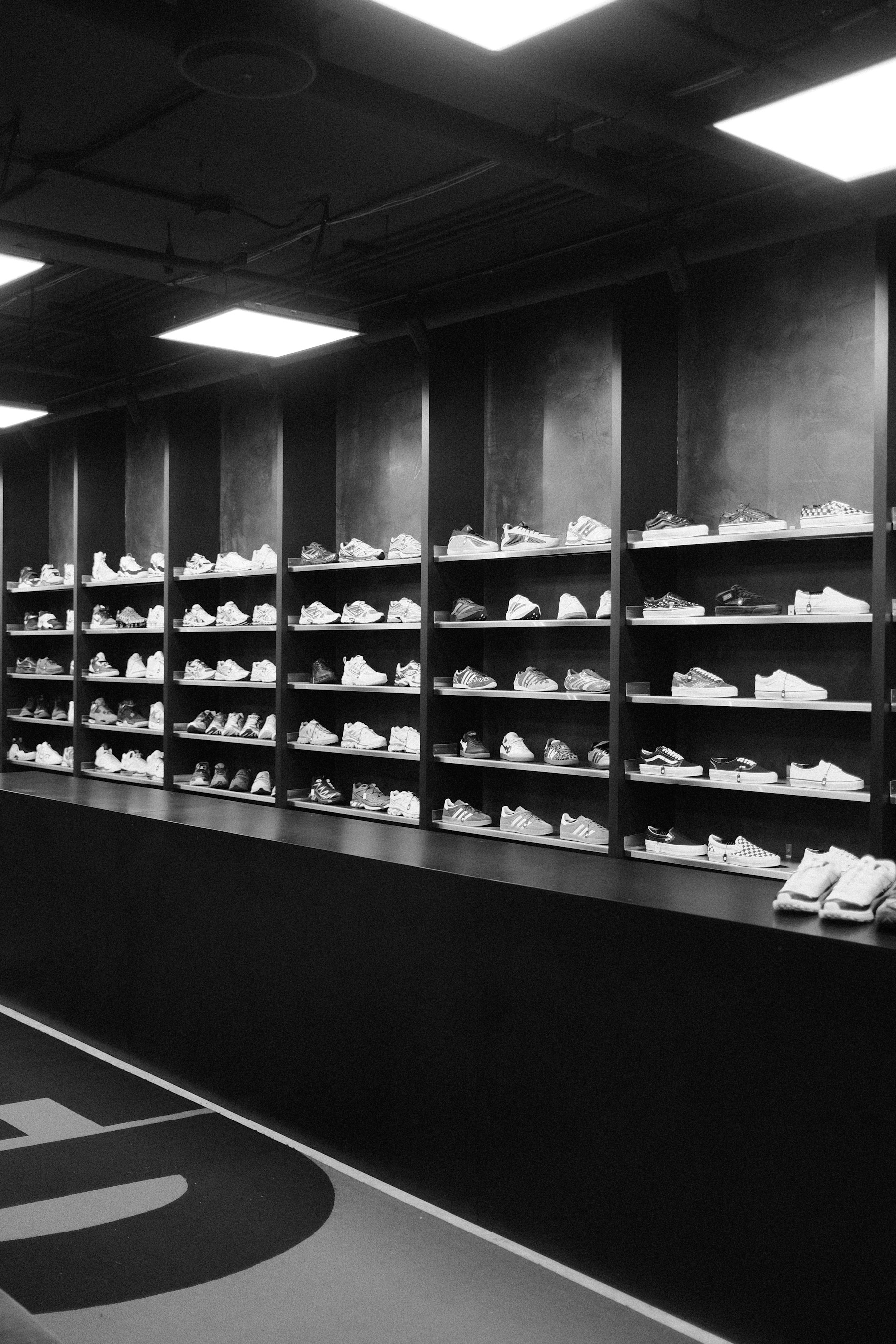 Wall of sneakers in a shop